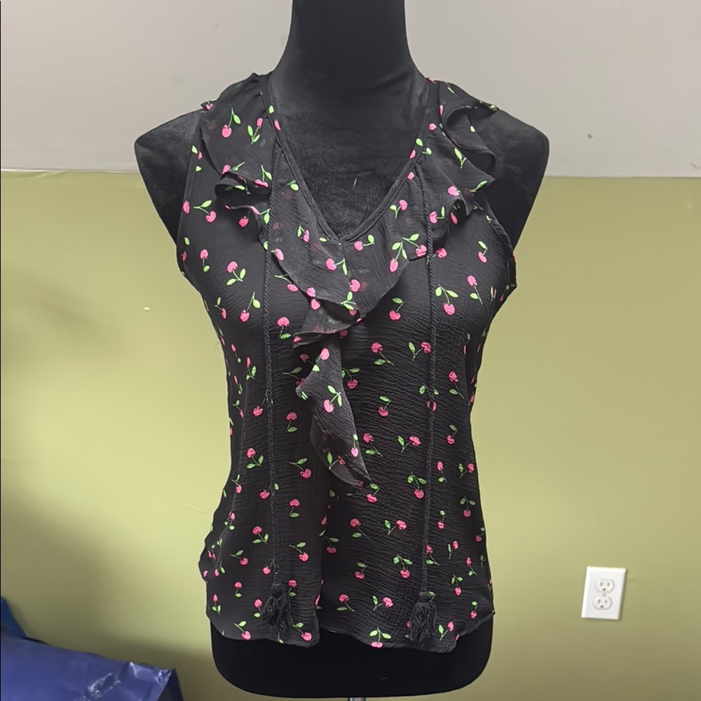 No Boundaries Sheer Black Sleeveless Ruffled Blouse